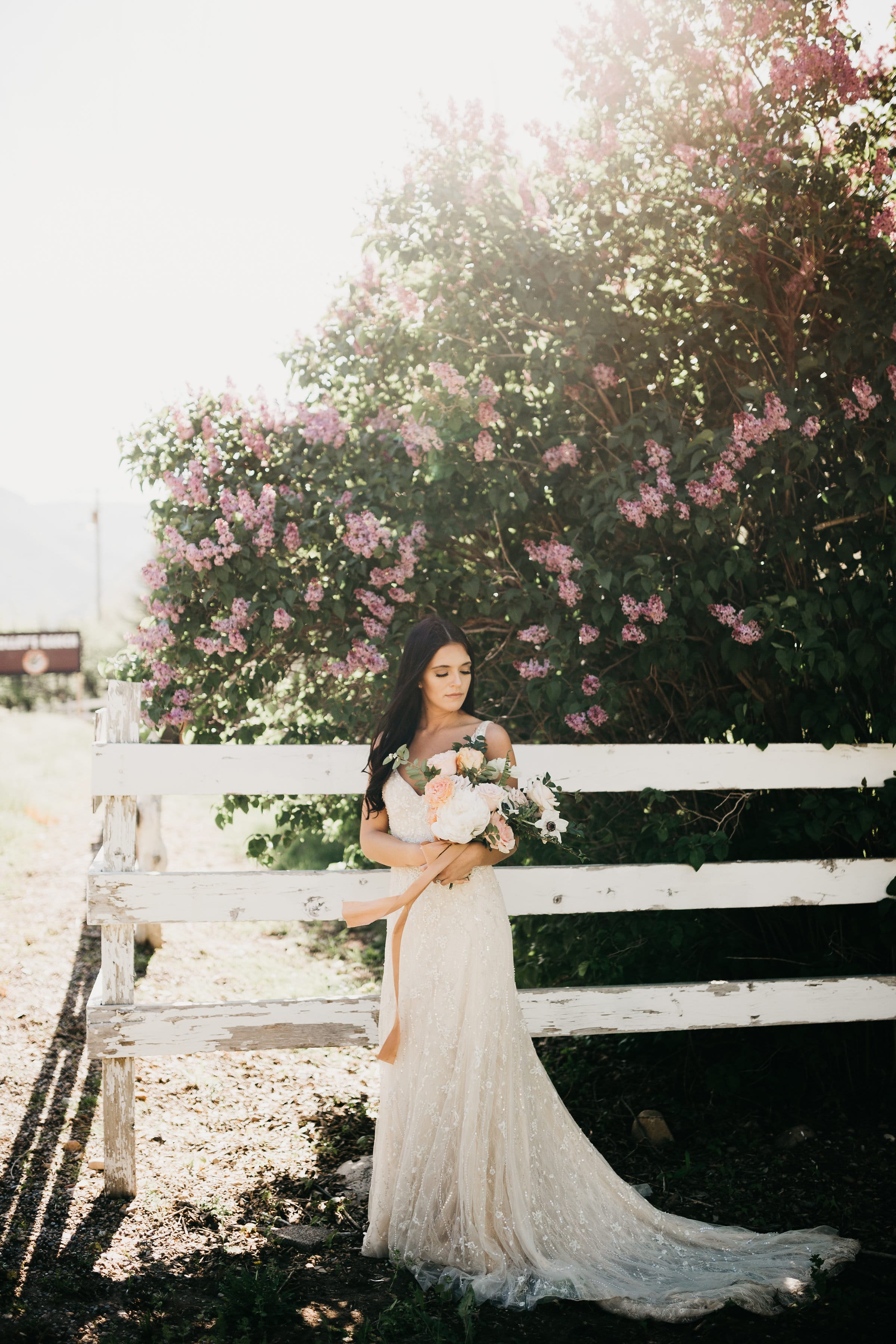 Maggie Sottero's Jorie wedding dress featuring in an Earthy and Romantic Styled Shoot with Breathtaking Florals in Outdoor Wedding