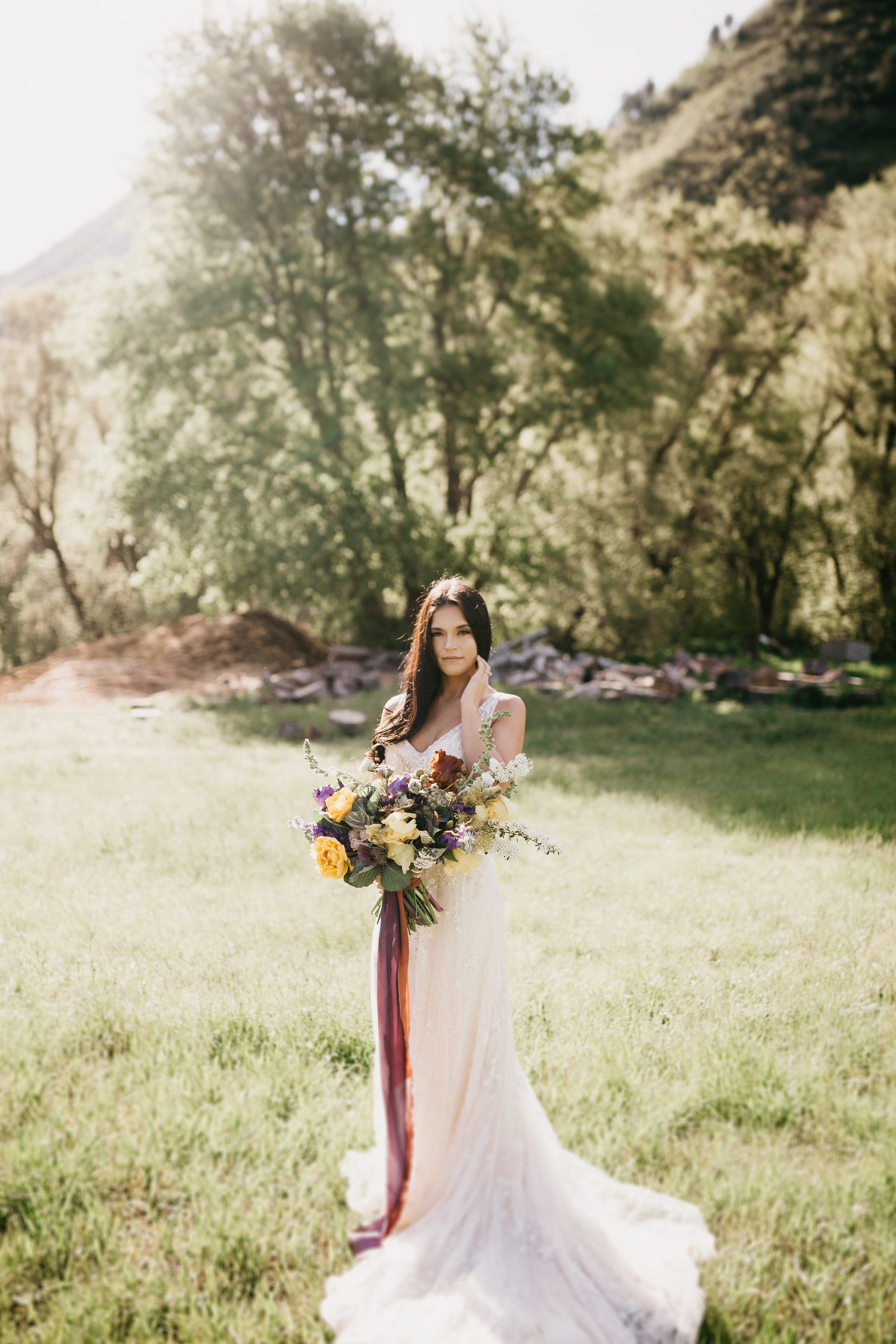 Earthy and Romantic Styled Shoot with Breathtaking Florals in Outdoor Wedding | Maggie Sottero's Jorie wedding dress
