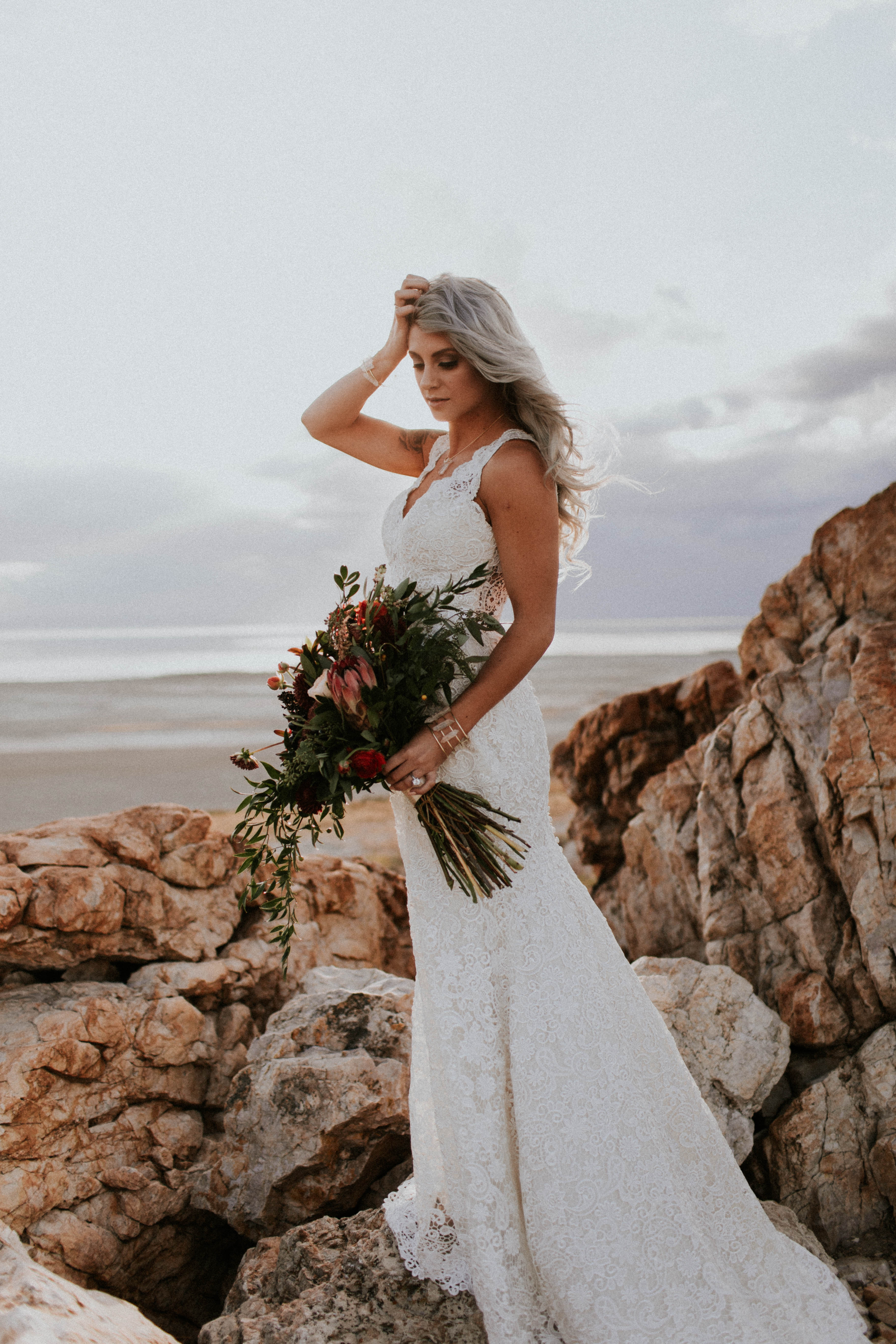 Romantic Lace Wedding Dress in Boho-Chic Styled Shoot