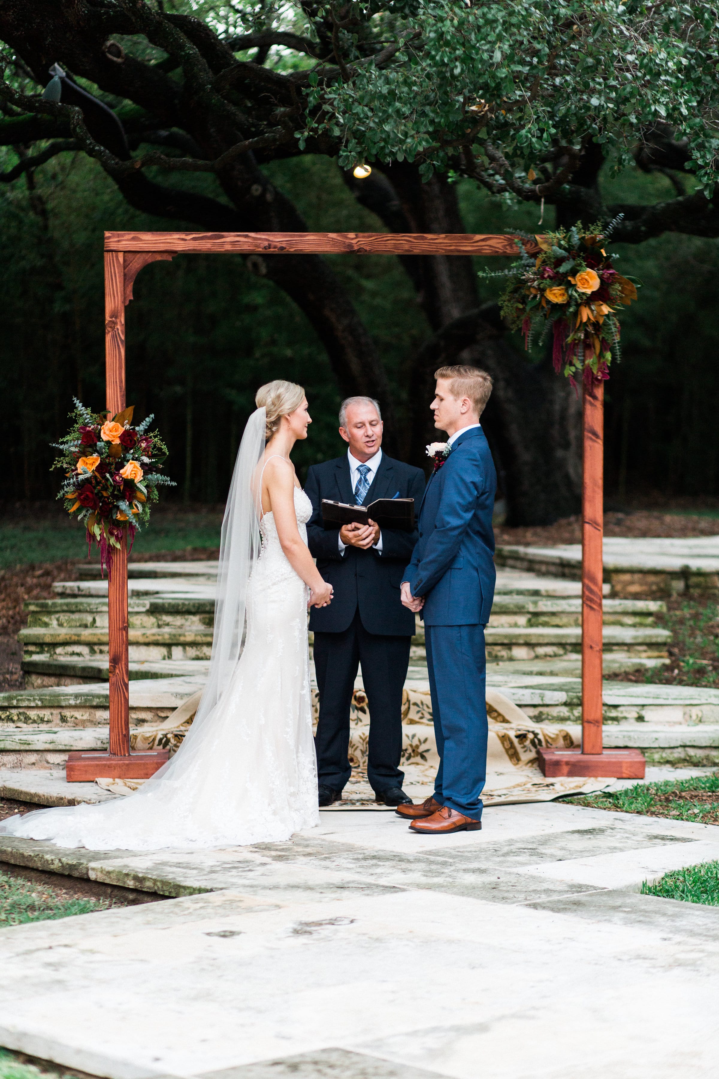 Gorgeous Outdoor Wedding Featuring Jewel Tones and Shimmery Lace Gown. Sarah wore the Nola wedding dress by Maggie Sottero.