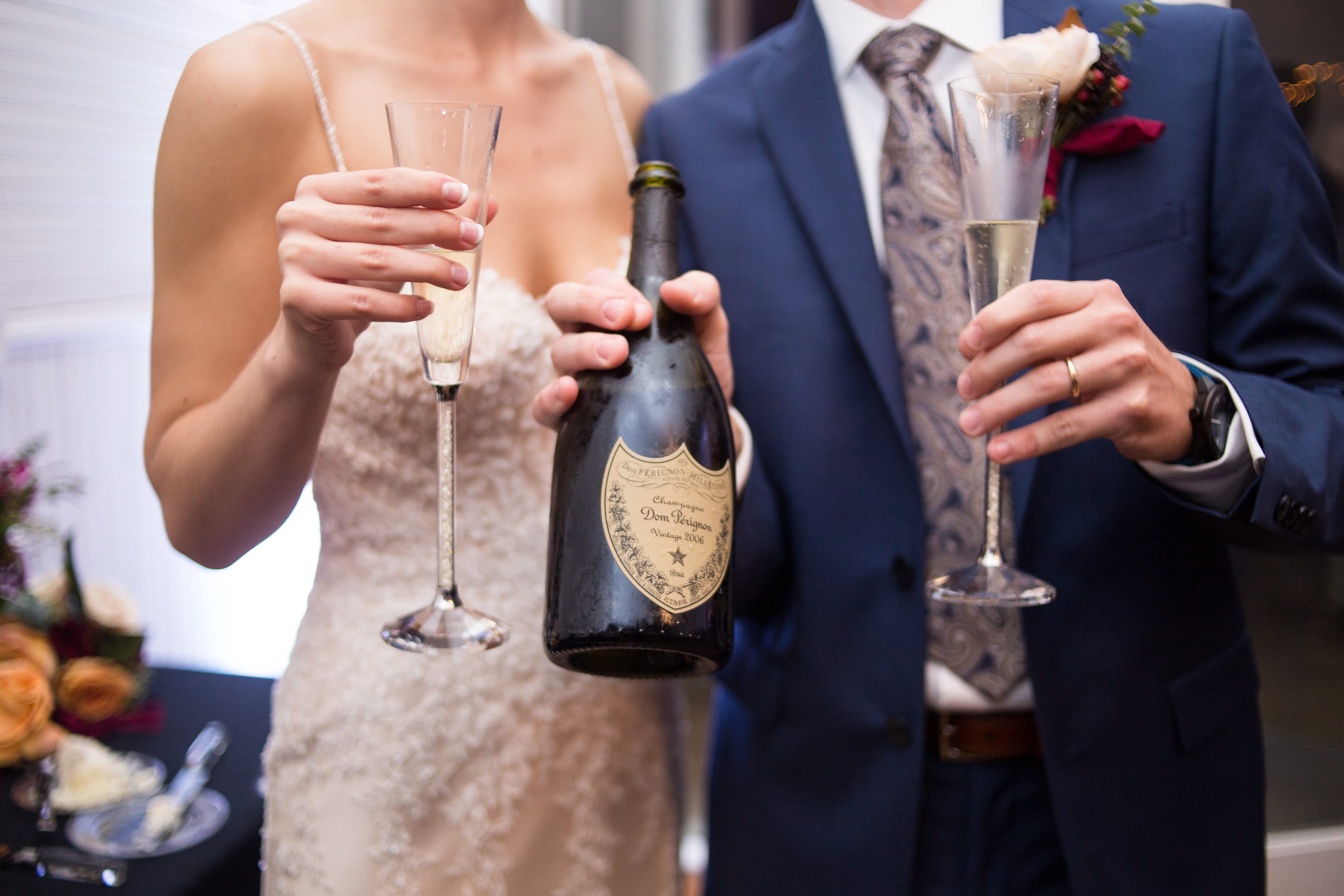 Gorgeous Outdoor Wedding Featuring Jewel Tones and Shimmery Lace Gown. Sarah wore the Nola wedding dress by Maggie Sottero.