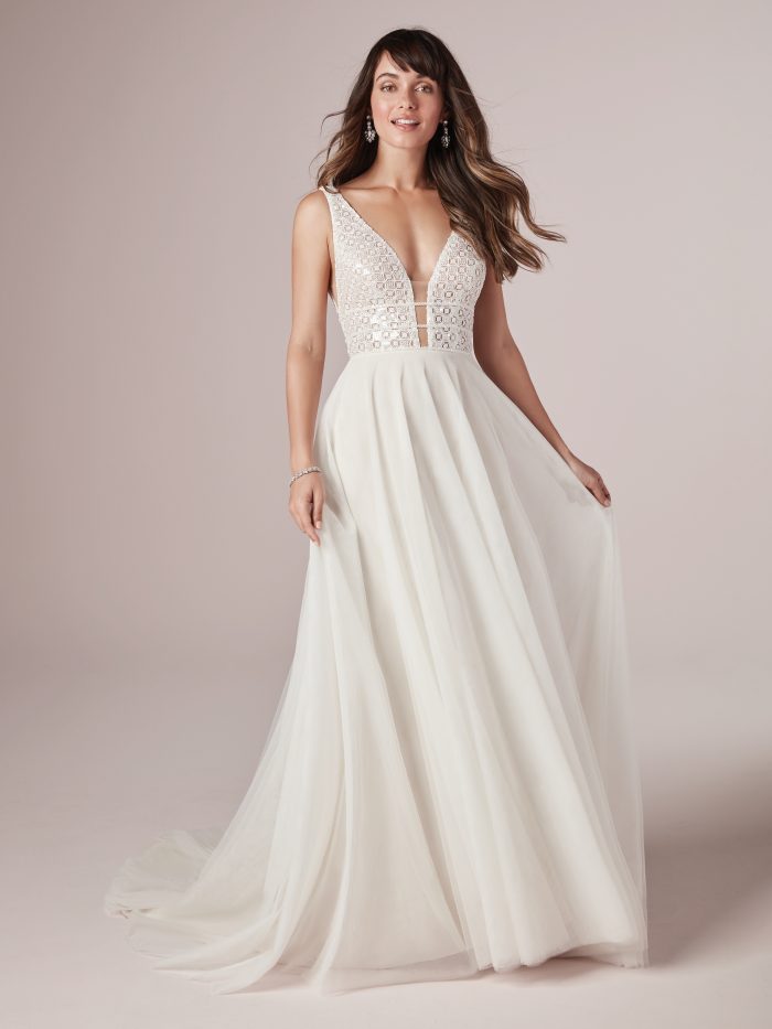 Model Wearing A-line Wedding Dress