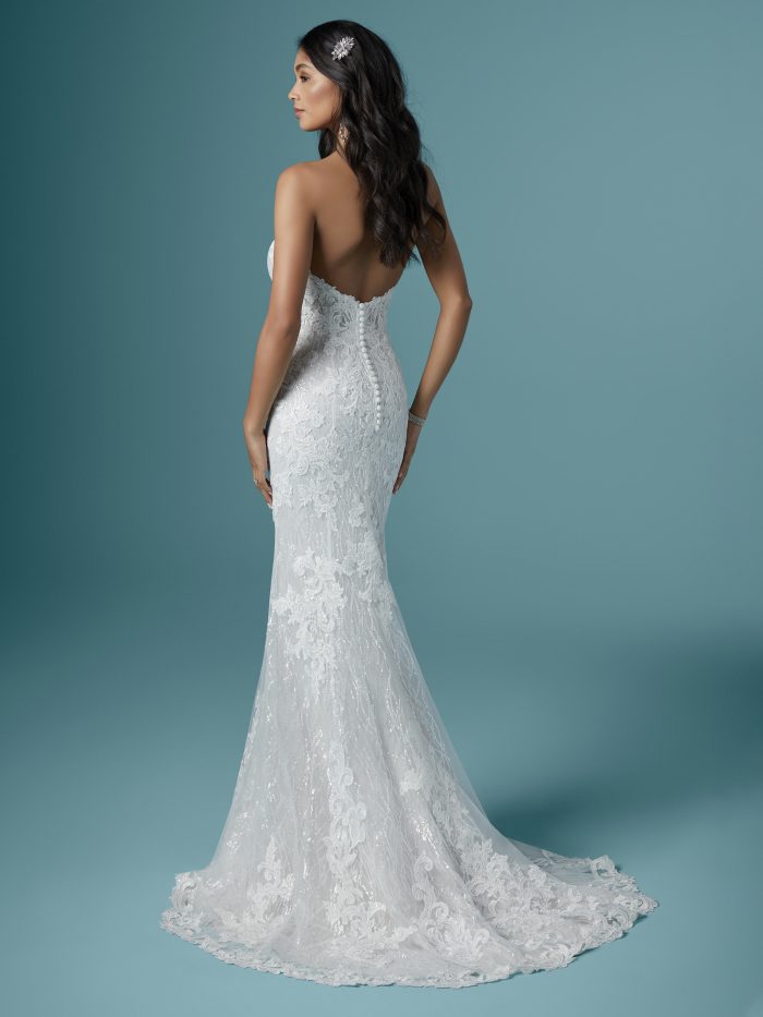 Strapless Lace Mermaid Wedding Dress with Detachable Train Called Kaysen by Maggie Sottero