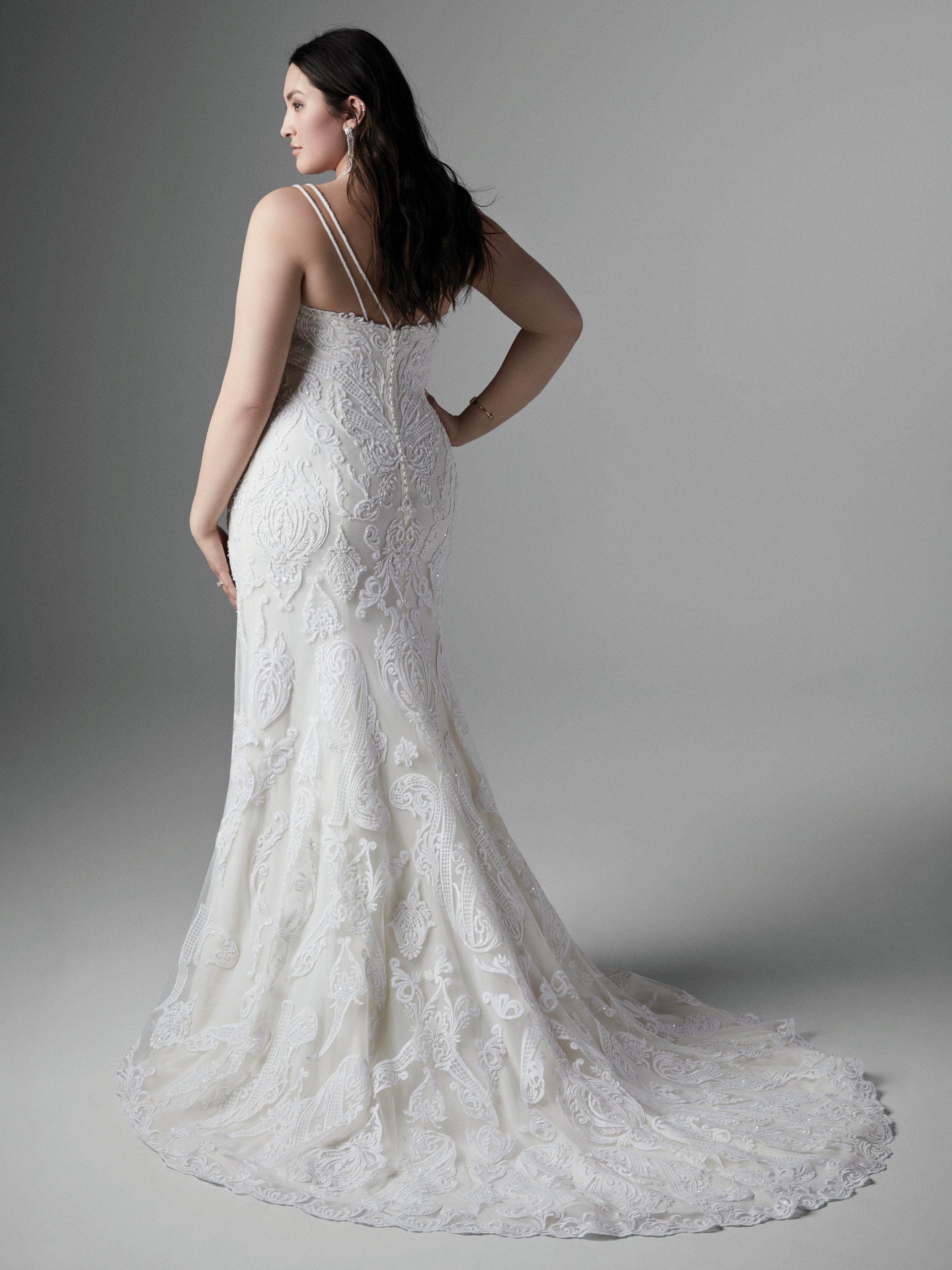 Plus Size Lace Sheath Wedding Gown Called Devon by Sottero and Midgley