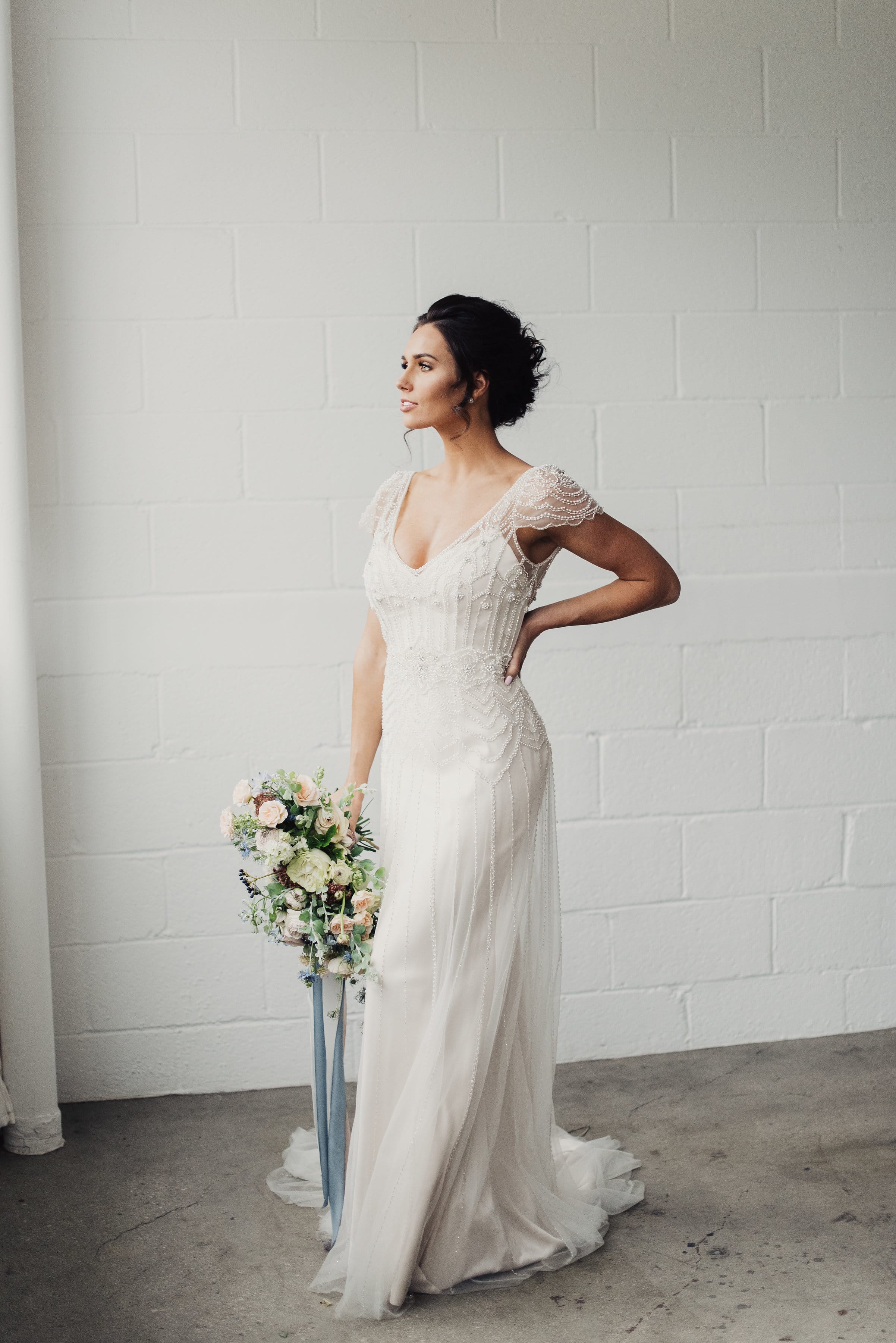 Something Blue Shoot with 3 Vintage-inspired Wedding Dresses - Ettia by Maggie Sottero.