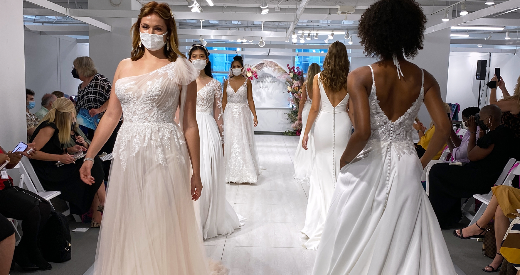 Models Walking on Runway at Chicago Bridal Market Showing Off Maggie Sottero's Hottest Runway Wedding Dresses for This Season
