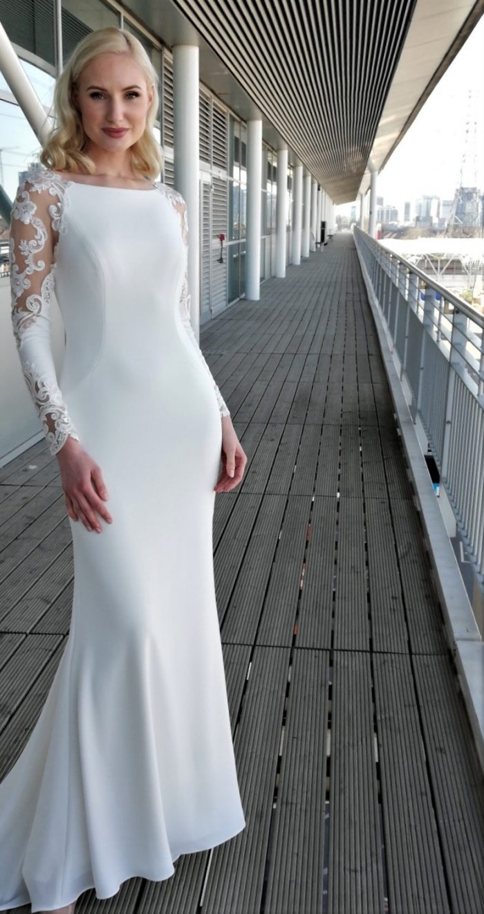 Rebecca Ingram Bethany Long Sleeve Simple Wedding Dress