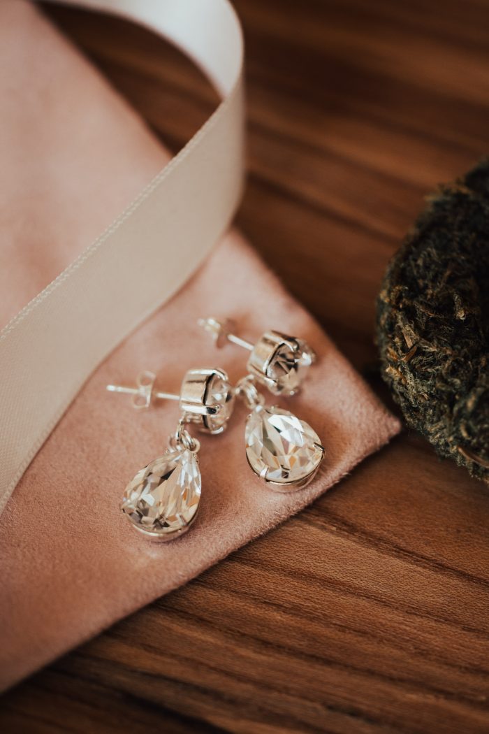 Diamond Earrings for a Rustic Woodland Wedding