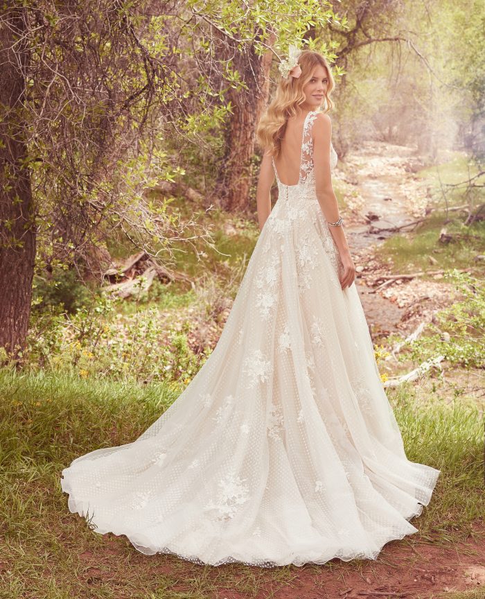 Meryl blush lace A-line wedding dress by Maggie Sottero