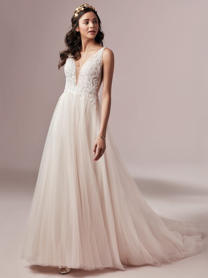 McKenna Blush Tulle Wedding Dress by Rebecca Ingram