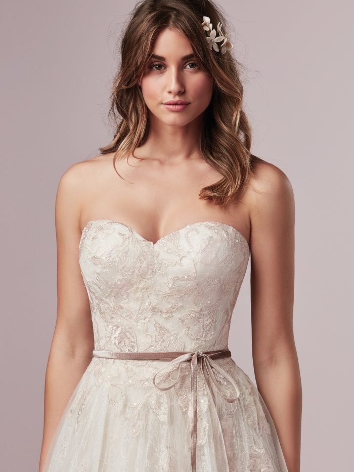 Summer Blush Lace Ballgown Wedding Dress by Rebecca Ingram