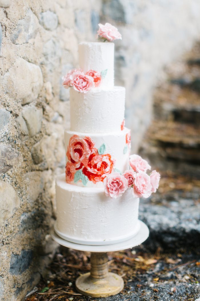 Blush floral wedding cake