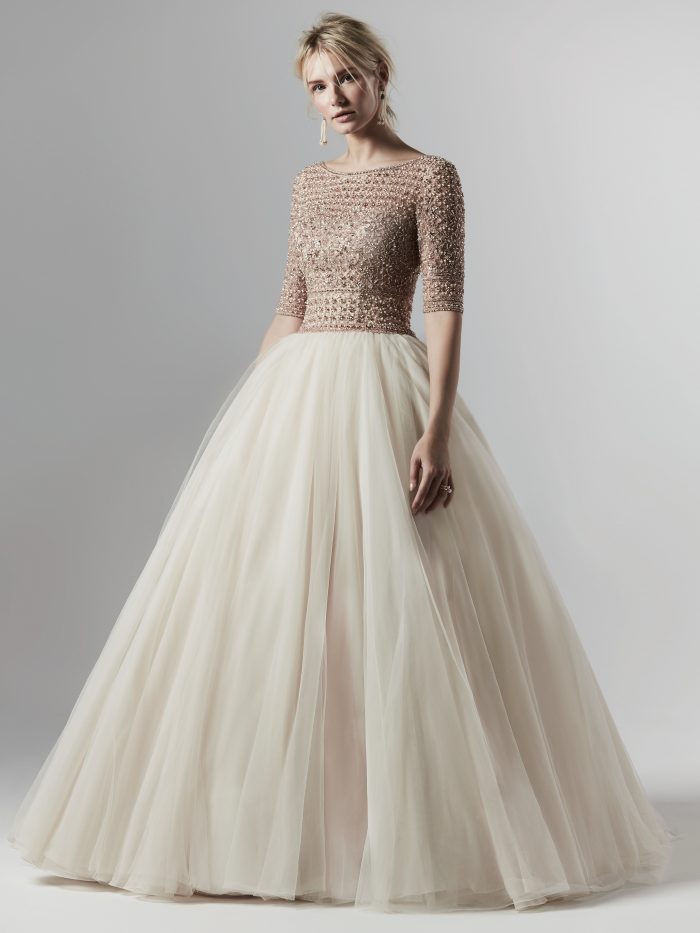 Allen Lynette Blush Tulle Ballgown Wedding Dress by Sottero and Midgley