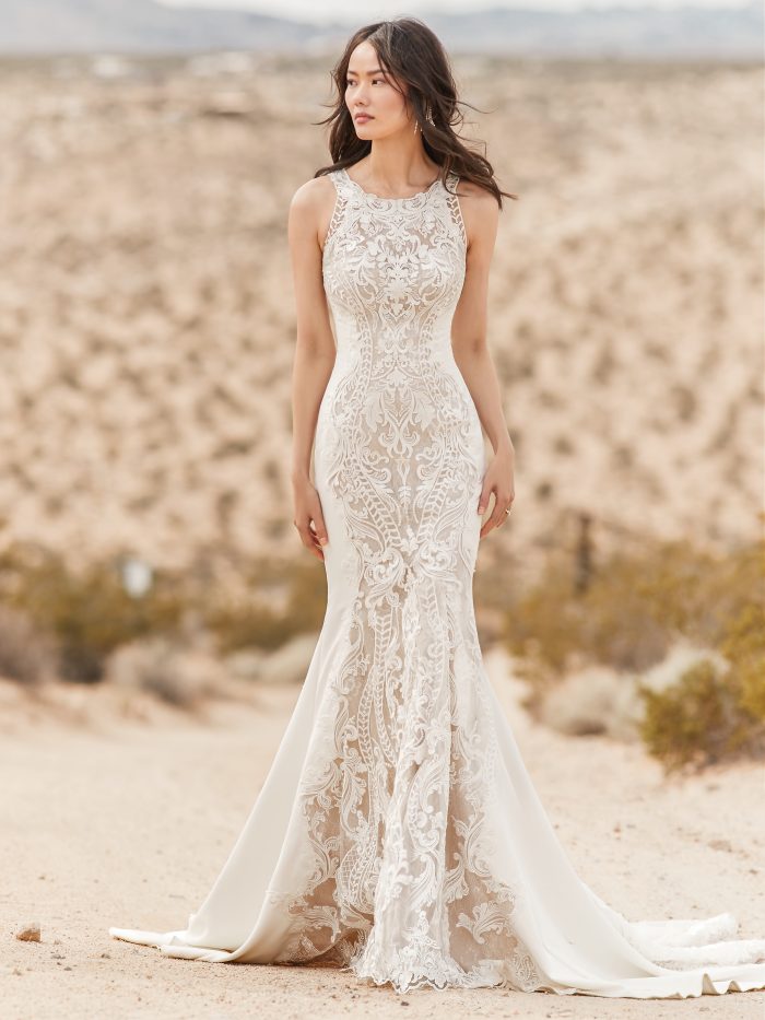 Bride Wearing Kevyn Lace Wedding Dress by Sottero and Midgley