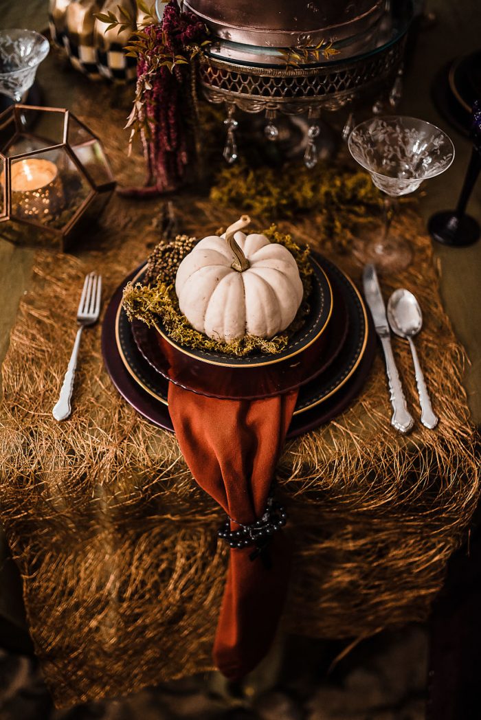 Pumpkin on a Plate Halloween Table Setting