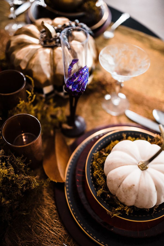 Pumpkin Decorations on Table for Halloween Wedding Ideas