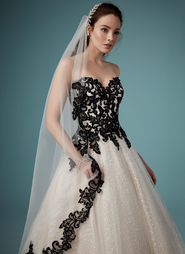 Tristyn Black Lace Ballgown Wedding Dress by Maggie Sottero