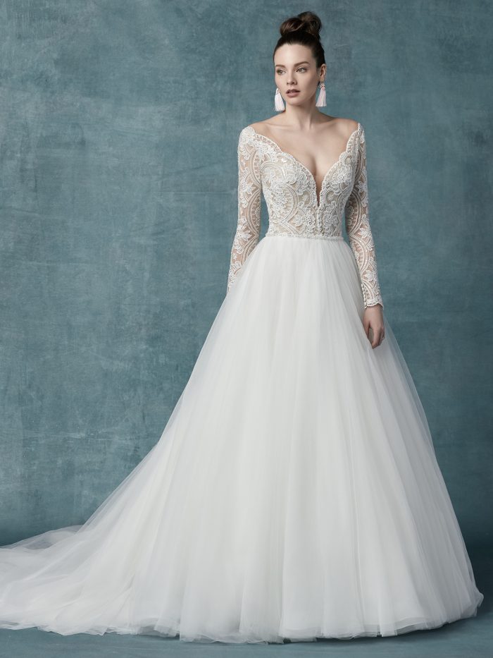 Wedding Dress Styles For Body Types With Brides Who Have An Hourglass Figure Wearing A Dress Called Mallory Dawn By Maggie Sottero