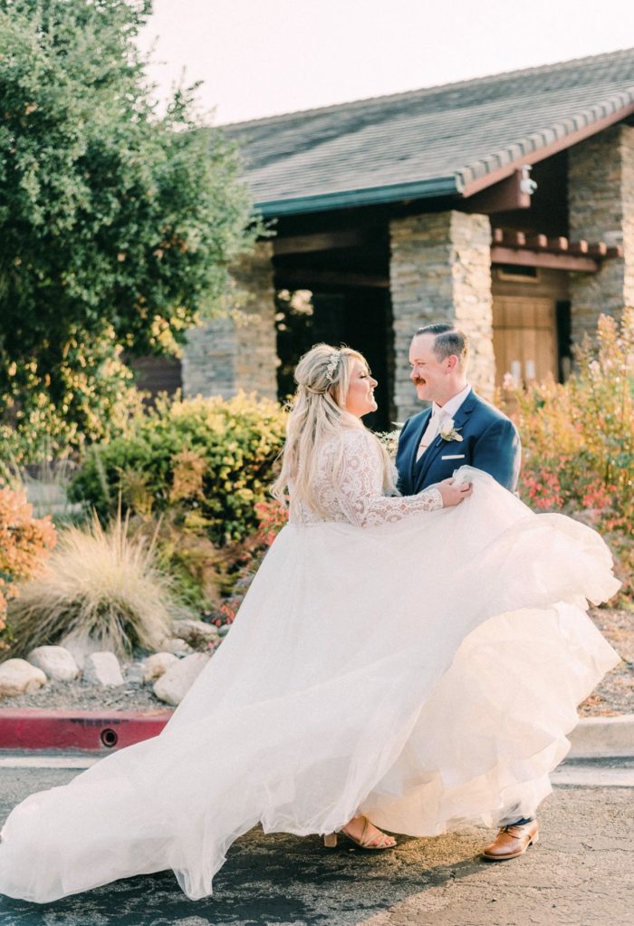 Bride In Long Sleeve Wedding Dress Called Mallory Dawn By Maggie Sottero