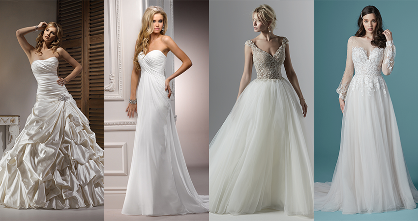 Collage Of Models Wearing This Decade's Dreamiest Wedding Dresses by Maggie Sottero