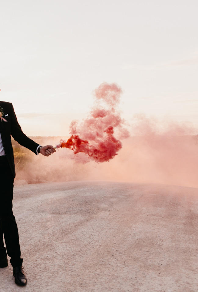 Pink Smoke for Wedding Pictures