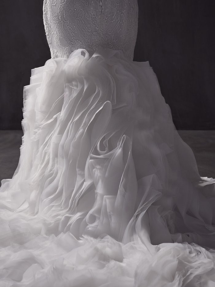 Bride In Mermaid Wedding Dress Called Ripley By Sottero And Midgley With Wedding Dress Fabric Option Called Organza