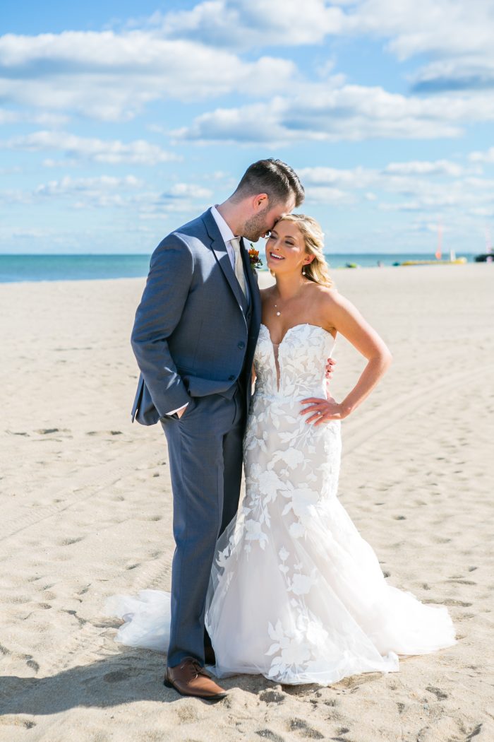 Bride In Fit And Flare Elopement Wedding Dress Called Hattie By Rebecca Ingram