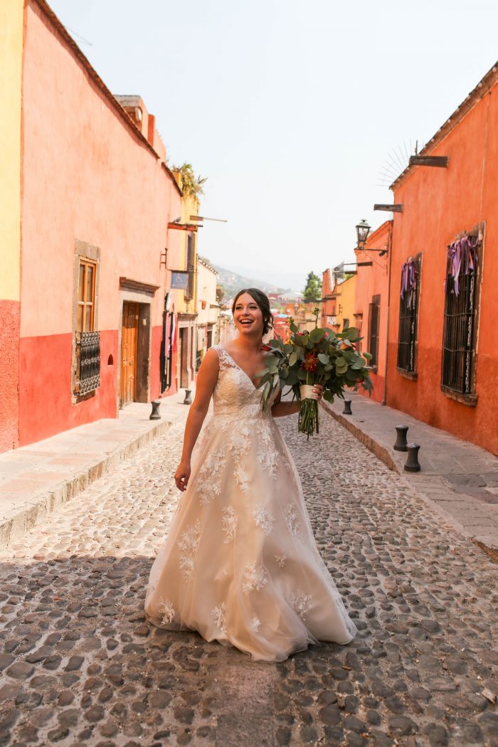 Real Bride Wearing Wedding Dress Called Meryl by Maggie Sottero at real Mexican wedding