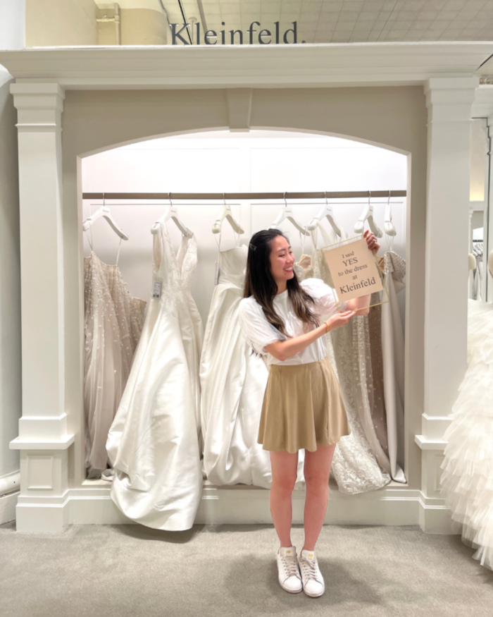 Bride who said yes to a dress at a bridal boutique