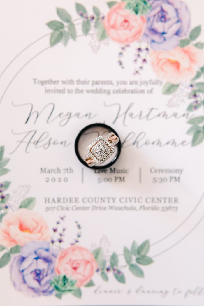 Spring Wedding Invitations Featuring a Diamond Engagement Ring