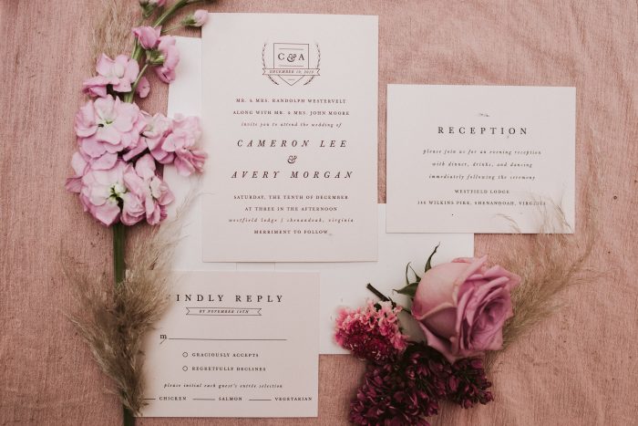Blush and Pink Wedding Details and Wedding Invites