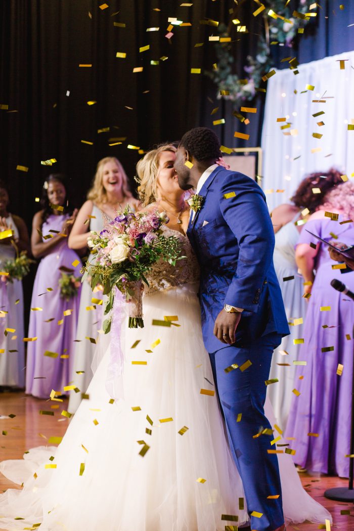 Real Bride and Groom Kissing at Wedding Ceremony in Florida