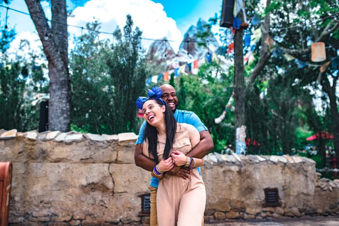 African American Couple Walking in Walt Disney World's Animal Kingdom