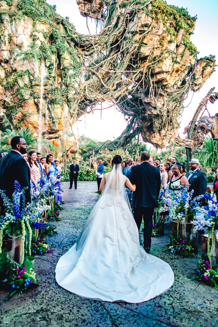 Feather Walking Real Bride Down the Aisle at Fairytale Wedding in Disney's Pandora the World of Avatar
