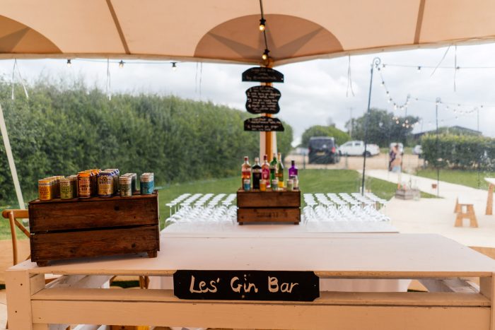 Alcohol Bar for Backyard Wedding Under Tent 