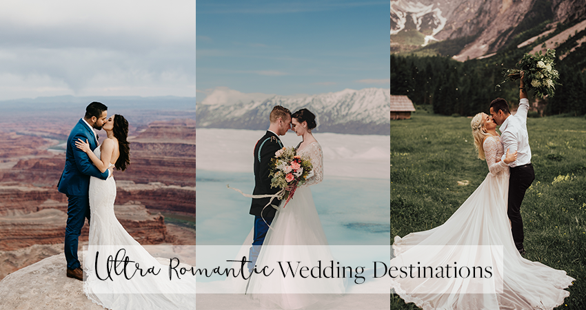Collage of Real Couples in Romantic Wedding Destinations Around the World