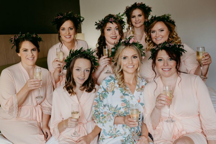Bridesmaids Sitting with Bride During Bridal Shower