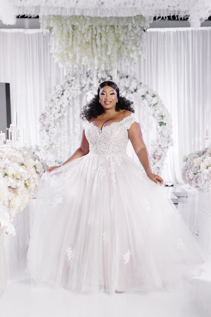 Curvy Bride Wearing Plus Size Princess Wedding Dress Called Natalie by Maggie Sottero