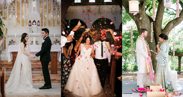 Collage of Bicultural Couples at Their Multicultural Weddings