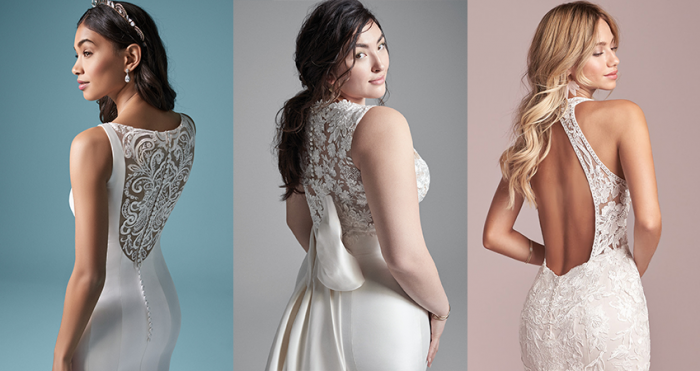Collage of Dramatic Back Wedding Dresses by Maggie Sottero