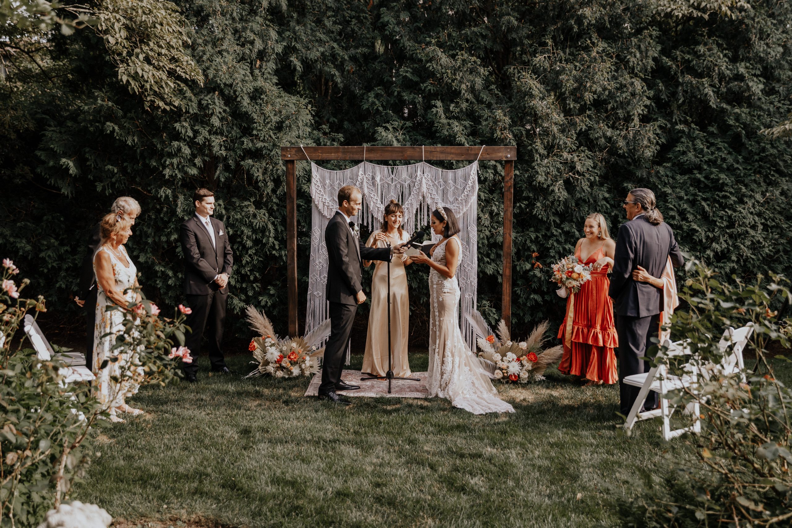 A Socially Distant Wedding in the Bride's Boho Backyard