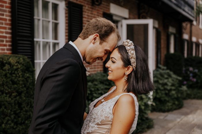 Bride and Groom Taking Wedding Portraits on Wedding Day