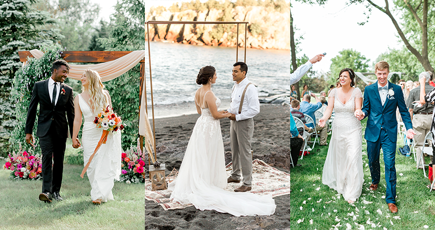 Collage of Three Different Couples Getting Married at Micro Weddings
