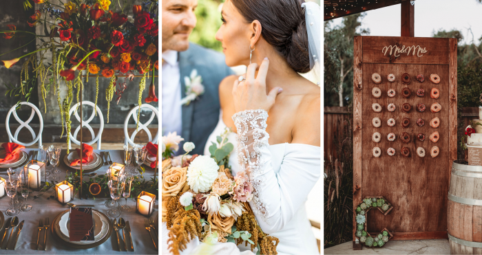 Collage of Three Different Fall Wedding Color Palettes