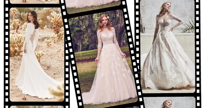 Collage of Models Wearing Iconic Movie Wedding Dresses that Match Maggie Sottero Wedding Gowns