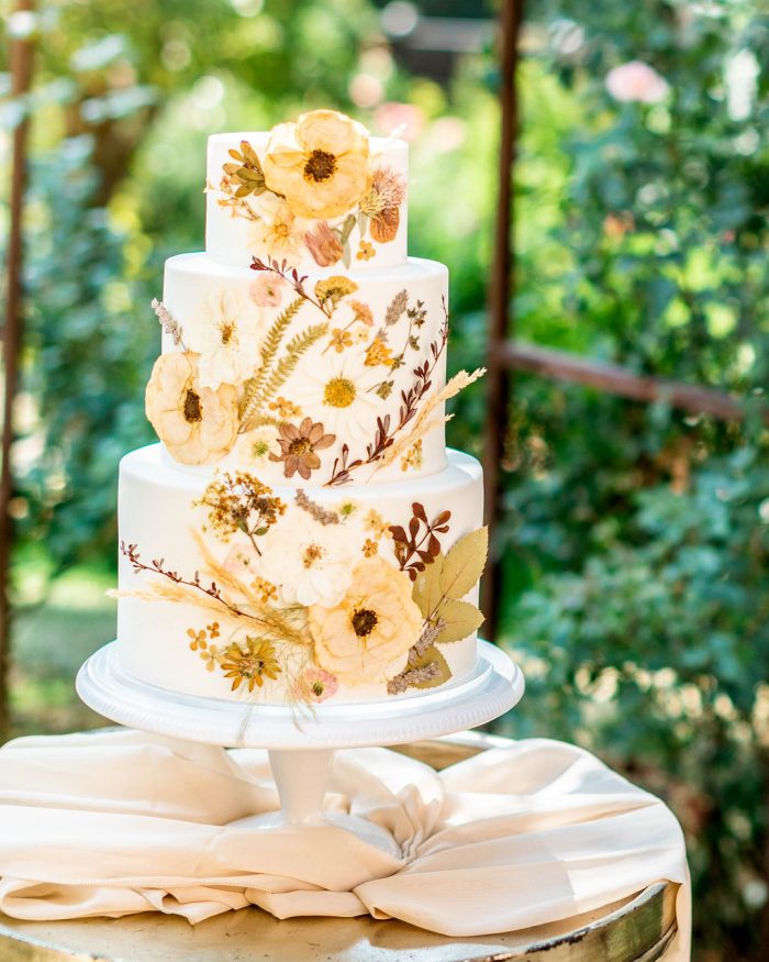 Three Tier Rustic Tuscany Wedding Cake with Florals