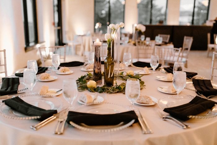 Black And White Table Setting With Lemon