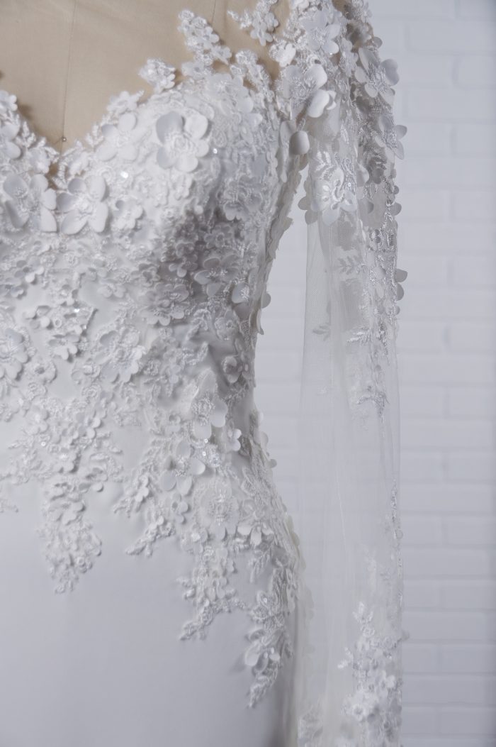 Fall 2021 Wedding Dress with Illusion Back and 3-D Floral Motifs Called Arta by Maggie Sottero
