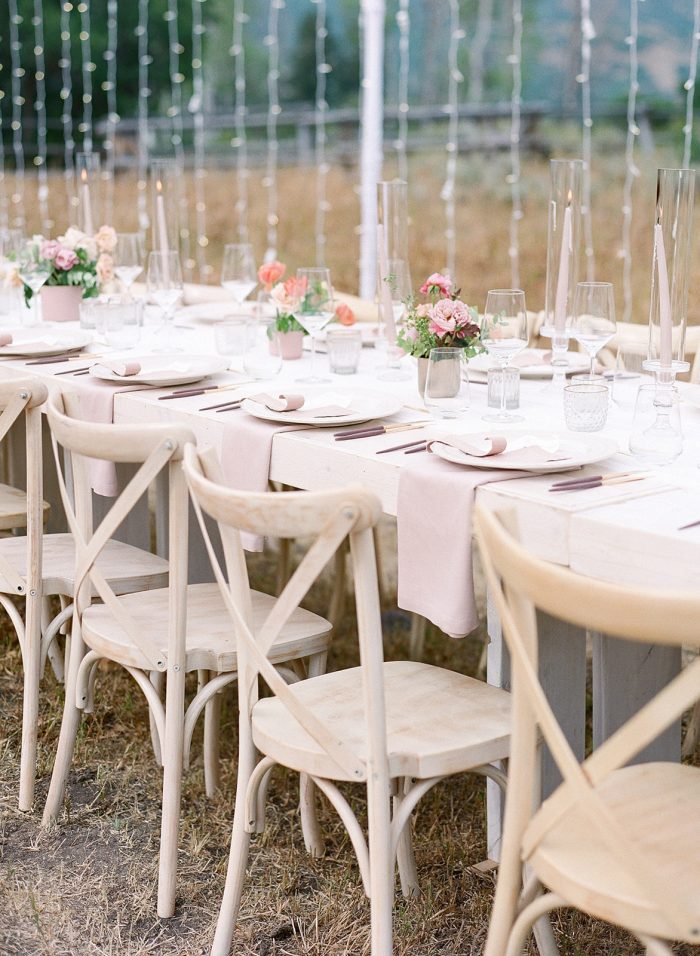 Rustic Table Settings at Summer Wedding in the Utah Mountains