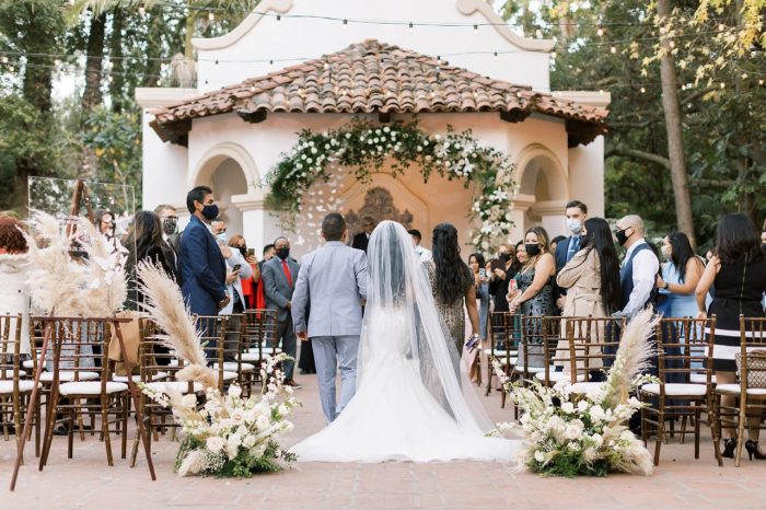 Bride Walking Down the Aisle in Maggie Sottero Wedding Dress Despite Having a Wedding Disaster